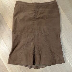 BCBGMAXAZRIA Brown corduroy pencil skirt mermaid flare
